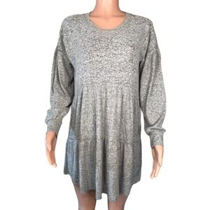 Lucky Brand Sweater Dress Womens XS Heather Gray Long Sleeve Scoop Neck